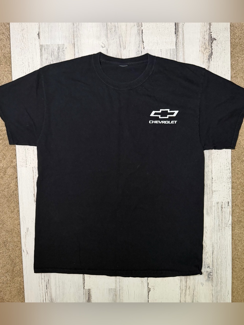 Chevy Trucks Men’s L Black American Flag Graphic T-Shirt Since 1918